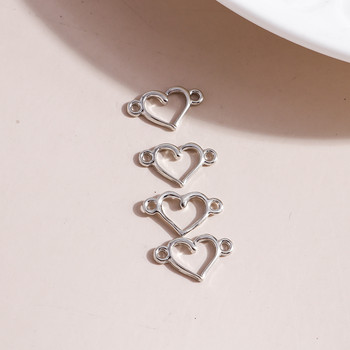 100 τμχ/παρτίδα 15*9 χιλιοστά Τρίχρωμο Fashion Love Heart Charms Connector για DIY Σκουλαρίκια Κρεμαστά Κολιέ Αξεσουάρ