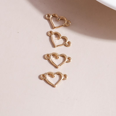 100 buc/lot 15*9mm Conector de brelocuri de inimă de dragoste, în trei culori, pentru realizarea de bijuterii, bricolaj, cercei, pandantive, coliere, accesorii