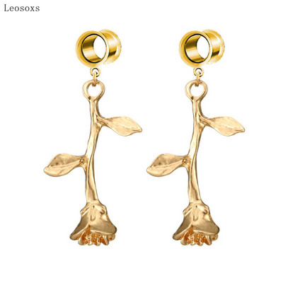 Leosoxs 2db Retro Simple Rózsa Virág Fültágító Personality Wild Leaf Fültágító Piercing Ékszer