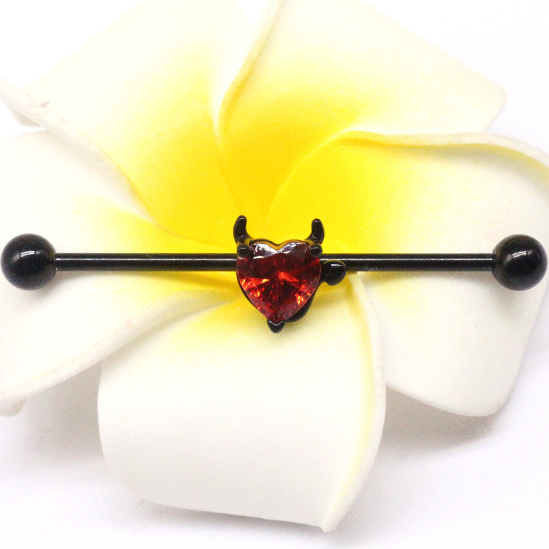 Leosoxs 1 pereche de cercei europeni și americani, ornamente pentru urechi în formă de inimă, cu aripi, cu știfturi, pentru piercing pe corp.