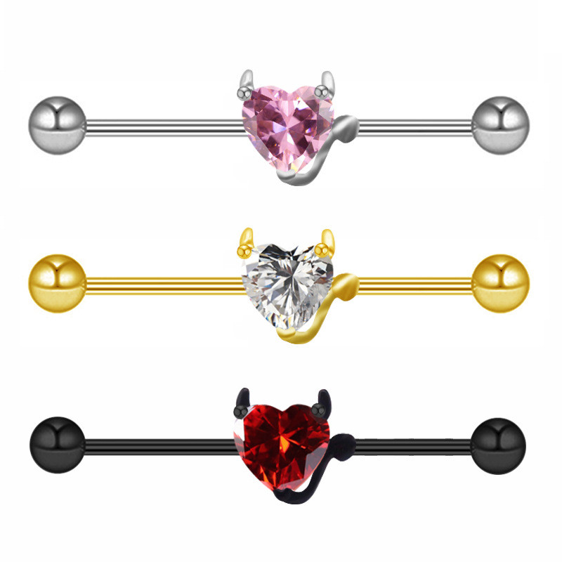 Leosoxs 1 pereche de cercei europeni și americani, ornamente pentru urechi în formă de inimă, cu aripi, cu știfturi, pentru piercing pe corp.