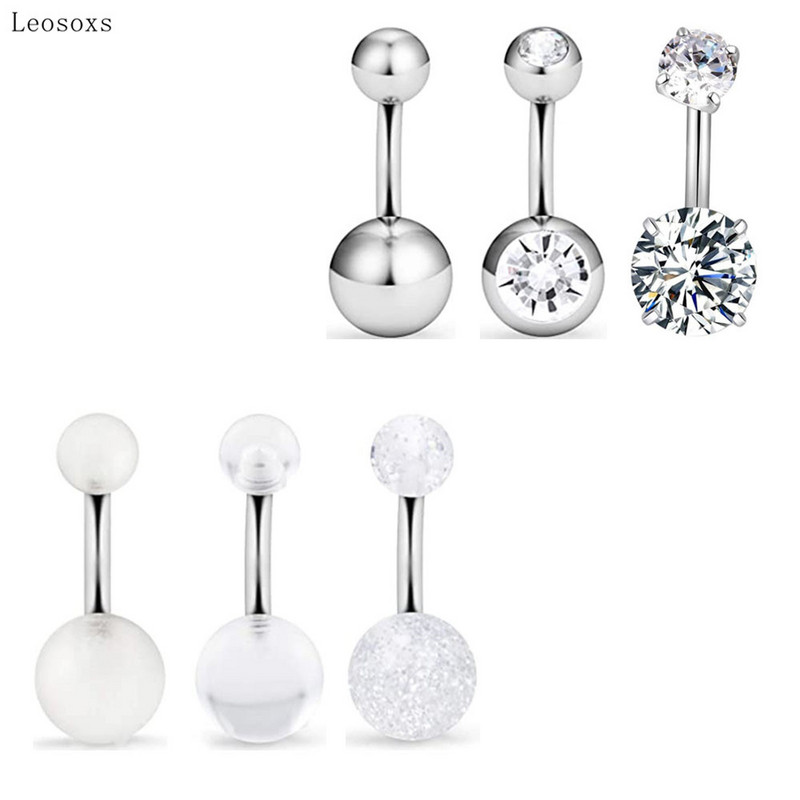 Leosoxs 6 buc. Combinație acrilic exploziv dublu pentru buric, unghii, alb, transparent, pentru piercing pentru buric