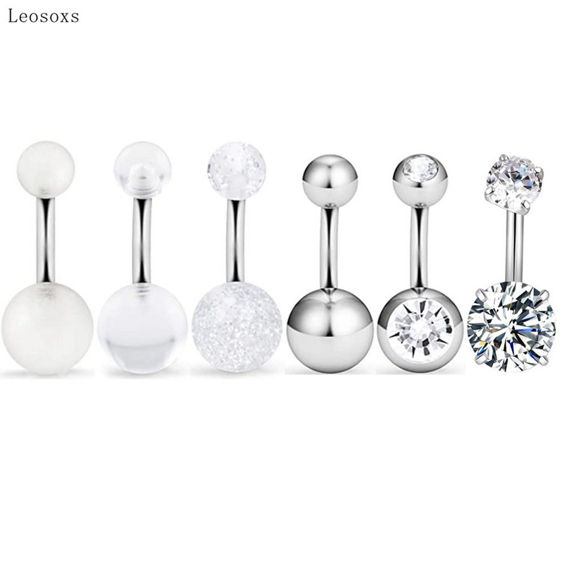 Leosoxs 6 buc. Combinație acrilic exploziv dublu pentru buric, unghii, alb, transparent, pentru piercing pentru buric