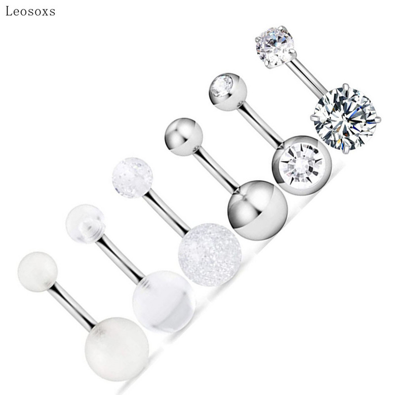 Leosoxs 6 buc. Combinație acrilic exploziv dublu pentru buric, unghii, alb, transparent, pentru piercing pentru buric