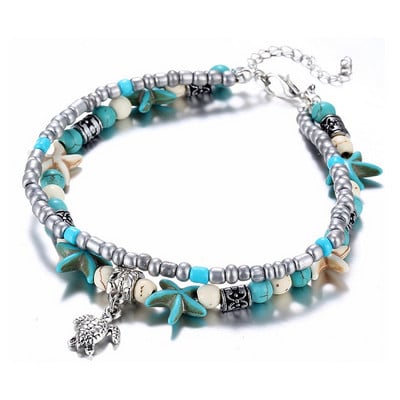 Beach Boho Wave Sea Star Dupin Tirkizna perla Kornjača Noga Lančić Nakit za žene