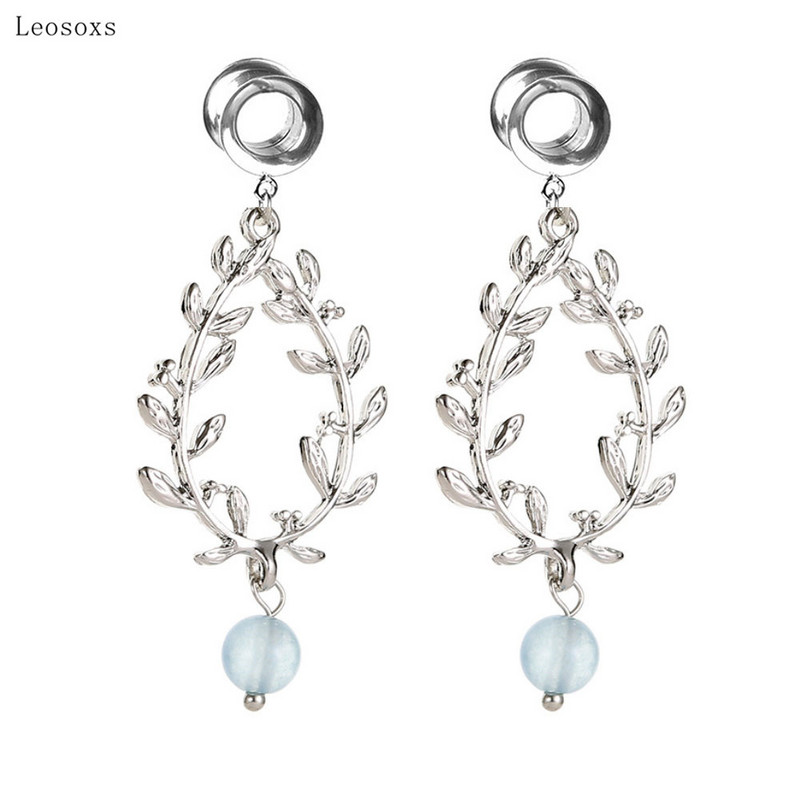Leosoxs 2 buc. Bijuterii piercing pentru ureche cu frunze goale geometrice, stil nou, lung de grâu