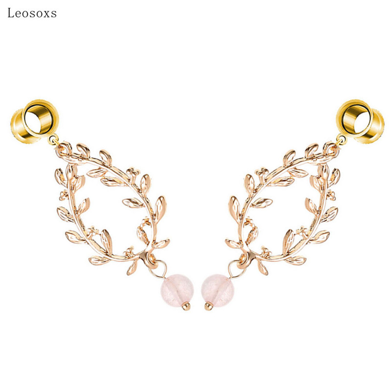 Leosoxs 2 buc. Bijuterii piercing pentru ureche cu frunze goale geometrice, stil nou, lung de grâu