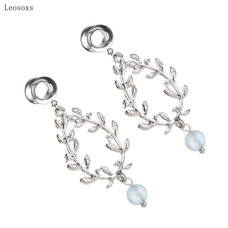 Leosoxs 2 buc. Bijuterii piercing pentru ureche cu frunze goale geometrice, stil nou, lung de grâu