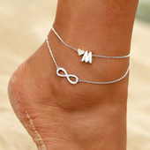 Boho kezdeti bokalánc szív Infinity ezüst színű boka karkötő lábon lánc 26 betűs bokaláncok női boka strand láb ékszerek