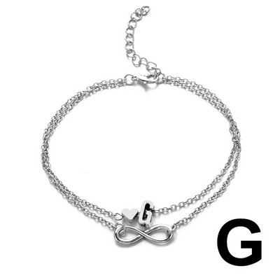 Boho kezdeti bokalánc szív Infinity ezüst színű boka karkötő lábon lánc 26 betűs bokaláncok női boka strand láb ékszerek