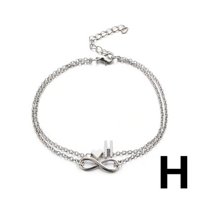 Boho kezdeti bokalánc szív Infinity ezüst színű boka karkötő lábon lánc 26 betűs bokaláncok női boka strand láb ékszerek