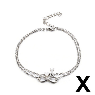 Boho kezdeti bokalánc szív Infinity ezüst színű boka karkötő lábon lánc 26 betűs bokaláncok női boka strand láb ékszerek