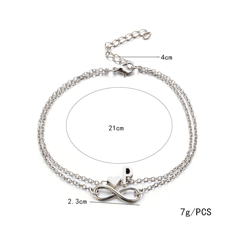 Boho kezdeti bokalánc szív Infinity ezüst színű boka karkötő lábon lánc 26 betűs bokaláncok női boka strand láb ékszerek
