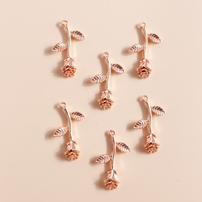 8 bucăți de patru culori lungi, flori de trandafir, pandantive, brelocuri pentru fabricarea de brățări, coliere, bijuterii lucrate manual