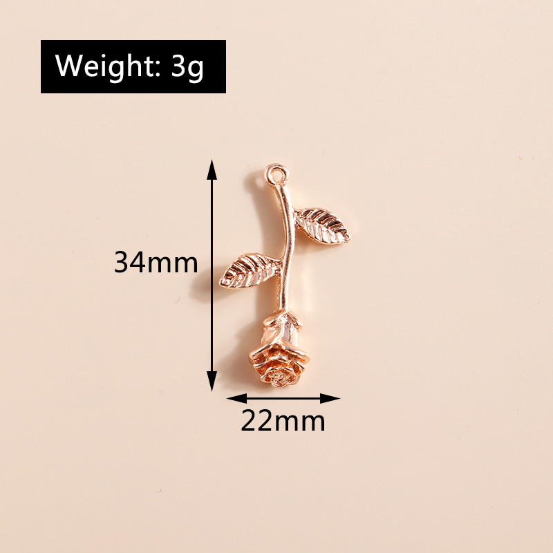 8 bucăți de patru culori lungi, flori de trandafir, pandantive, brelocuri pentru fabricarea de brățări, coliere, bijuterii lucrate manual