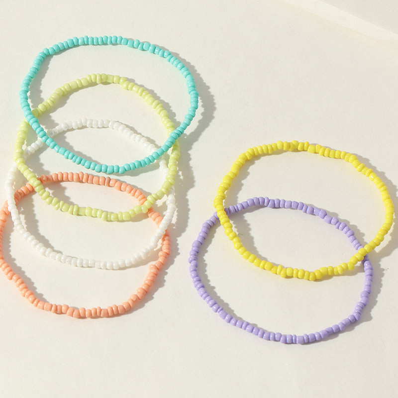 3/6 buc gleznă colorată cu margele pentru femei Boemia gleznă lucrată manual pe picior Sandale de vară plajă bijuterii desculț 19 cm lungime