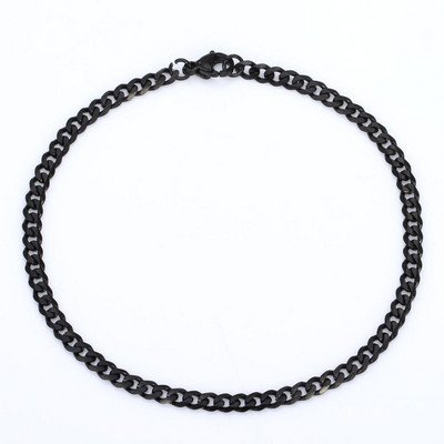 Brățară de gleznă solidă din oțel inoxidabil de 11 inch 3-11 mm Curb Link cubanez Negru auriu Culoare argintie Metal Punk Bijuterii casual