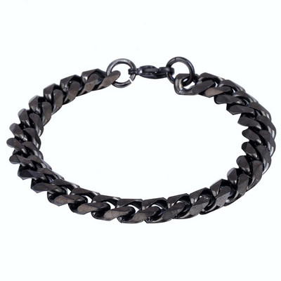 Brățară de gleznă solidă din oțel inoxidabil de 11 inch 3-11 mm Curb Link cubanez Negru auriu Culoare argintie Metal Punk Bijuterii casual