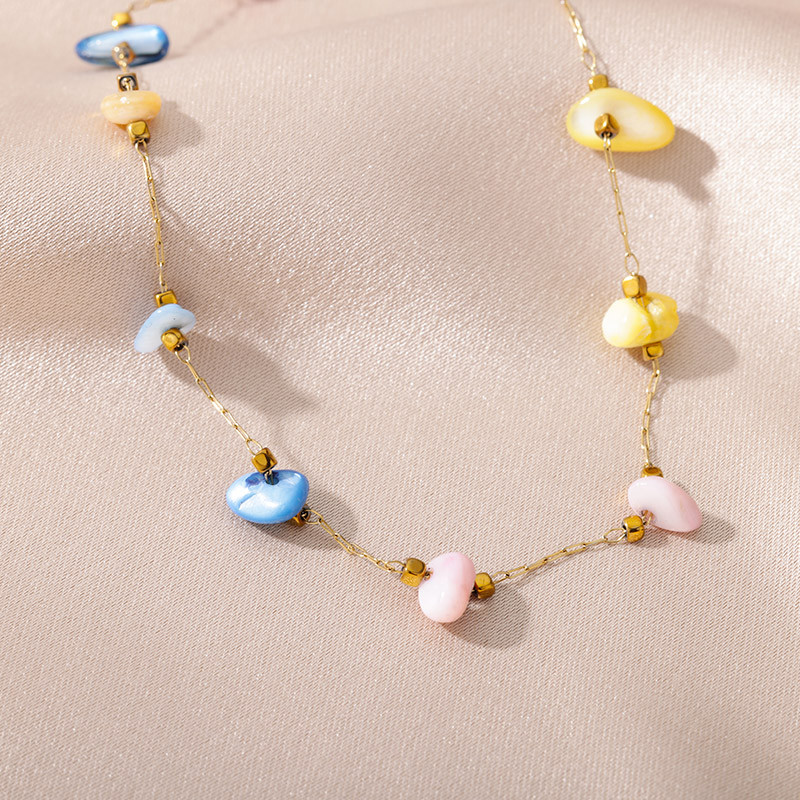 Cristal piatră naturală gleznele pentru femei Stainelss oțel imitație margele florale dublu strat lanț gleznă brățară bijuterii de vară