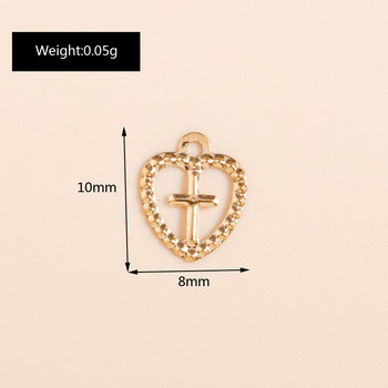 100 τμχ 8*10mm Heart Cross Charms Χρυσό ασημί Χρώμα πούλιες Σιδερένια σεντόνια για κατασκευή σκουλαρίκια Κρεμαστά κολιέ Αξεσουάρ κοσμημάτων