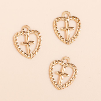 100 τμχ 8*10mm Heart Cross Charms Χρυσό ασημί Χρώμα πούλιες Σιδερένια σεντόνια για κατασκευή σκουλαρίκια Κρεμαστά κολιέ Αξεσουάρ κοσμημάτων