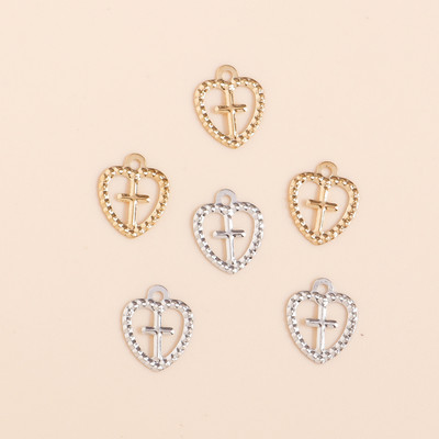 100 bucăți 8 * 10 mm Breloc Cruce Inimă Paiete de culoare auriu argintiu Foi de fier pentru a face cercei pandantiv Coliere Accesorii de bijuterii