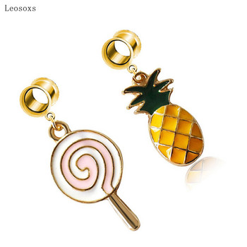 Leosoxs 2pcs Νέα δημιουργικά σκουλαρίκια Harajuku Soft Girl Dripping Cute Lollipop Pineapple Ear Piercing Jewelry