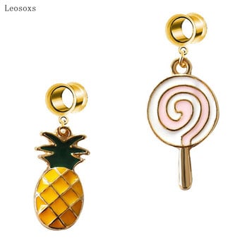 Leosoxs 2pcs Νέα δημιουργικά σκουλαρίκια Harajuku Soft Girl Dripping Cute Lollipop Pineapple Ear Piercing Jewelry