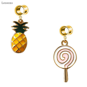 Leosoxs 2pcs Νέα δημιουργικά σκουλαρίκια Harajuku Soft Girl Dripping Cute Lollipop Pineapple Ear Piercing Jewelry