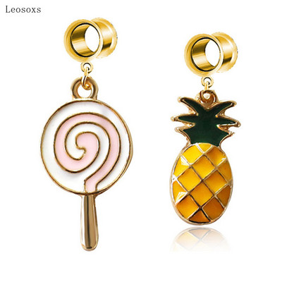 Leosoxs 2pcs Νέα δημιουργικά σκουλαρίκια Harajuku Soft Girl Dripping Cute Lollipop Pineapple Ear Piercing Jewelry