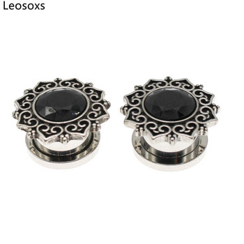 Leosoxs 1 Pair Zircon Vintage Flower Ωτοασπίδες και σήραγγες ωτοασπίδες και σήραγγες ωτοασπίδες 6-16 mm