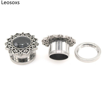 Leosoxs 1 Pair Zircon Vintage Flower Ωτοασπίδες και σήραγγες ωτοασπίδες και σήραγγες ωτοασπίδες 6-16 mm