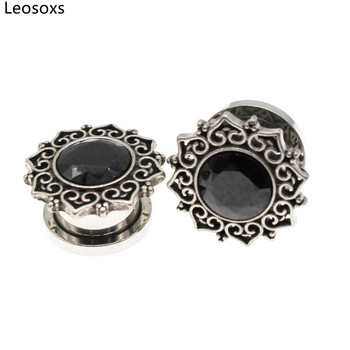 Leosoxs 1 Pair Zircon Vintage Flower Ωτοασπίδες και σήραγγες ωτοασπίδες και σήραγγες ωτοασπίδες 6-16 mm