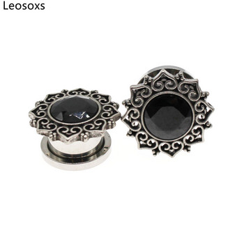 Leosoxs 1 Pair Zircon Vintage Flower Ωτοασπίδες και σήραγγες ωτοασπίδες και σήραγγες ωτοασπίδες 6-16 mm