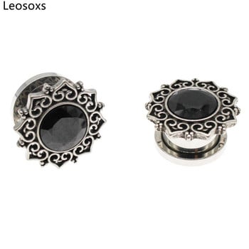 Leosoxs 1 Pair Zircon Vintage Flower Ωτοασπίδες και σήραγγες ωτοασπίδες και σήραγγες ωτοασπίδες 6-16 mm