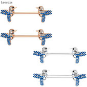 Leosoxs 2 buc. Oferte fierbinte înghițitură zirconiu din oțel inoxidabil piept inel tip pin industrial barbell body piercing bijuterii