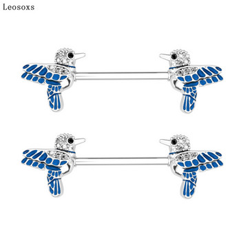 Leosoxs 2 τμχ Hot Sale Swallow Zircon Inox Stain Ring Pin Type Industrial Barbell Body Piercing Jewelry