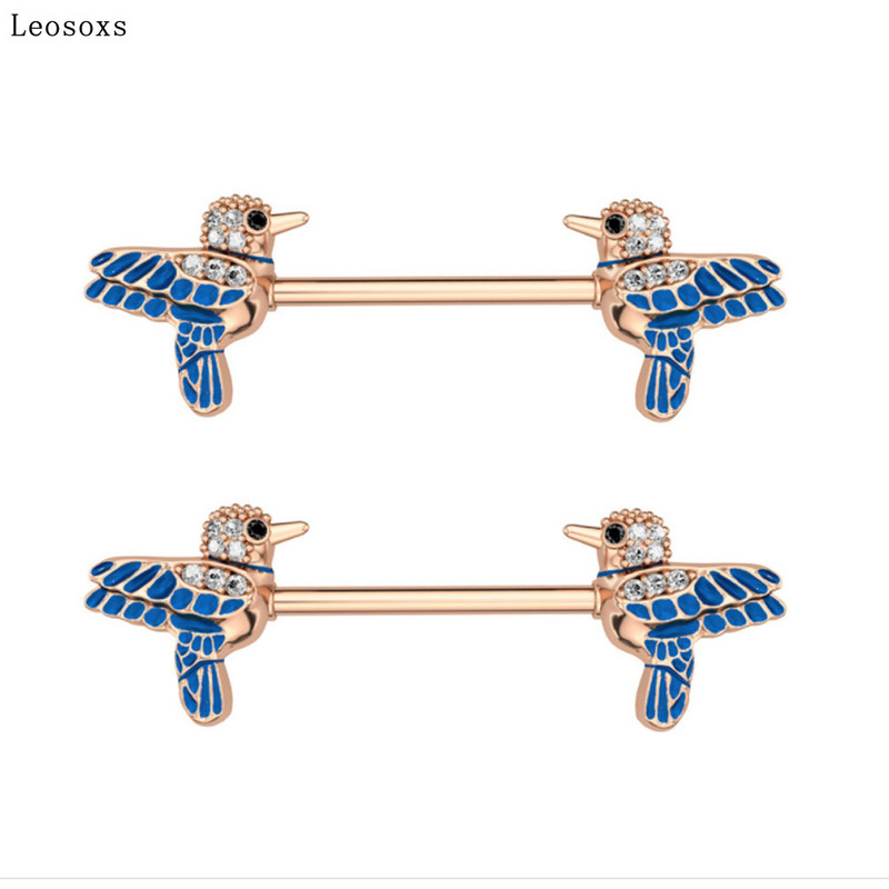Leosoxs 2 buc. Oferte fierbinte înghițitură zirconiu din oțel inoxidabil piept inel tip pin industrial barbell body piercing bijuterii