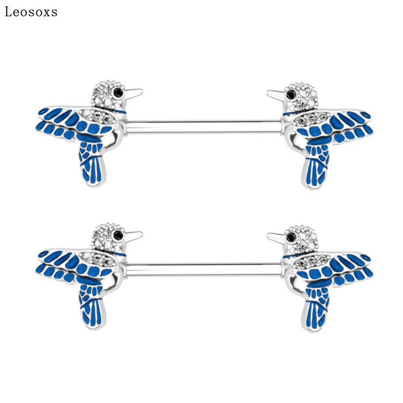 Leosoxs 2 buc. Oferte fierbinte înghițitură zirconiu din oțel inoxidabil piept inel tip pin industrial barbell body piercing bijuterii