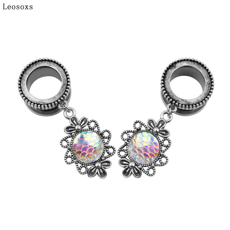 Leosoxs 2 bucăți de modă retro culoare 3D cântare de pește pandantiv ureche Pinna scripete din oțel inoxidabil