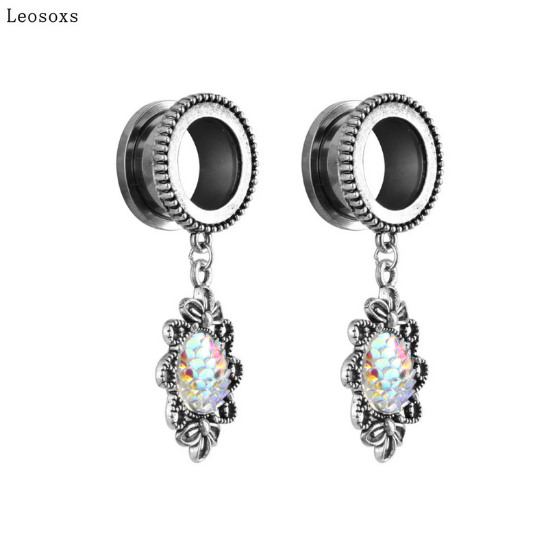 Leosoxs 2 bucăți de modă retro culoare 3D cântare de pește pandantiv ureche Pinna scripete din oțel inoxidabil