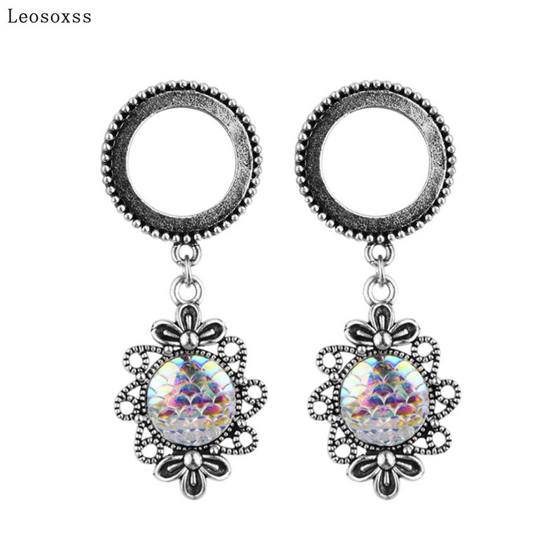 Leosoxs 2 bucăți de modă retro culoare 3D cântare de pește pandantiv ureche Pinna scripete din oțel inoxidabil