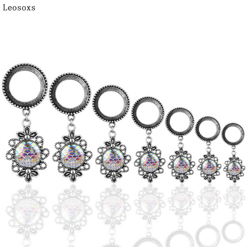 Leosoxs 2 bucăți de modă retro culoare 3D cântare de pește pandantiv ureche Pinna scripete din oțel inoxidabil