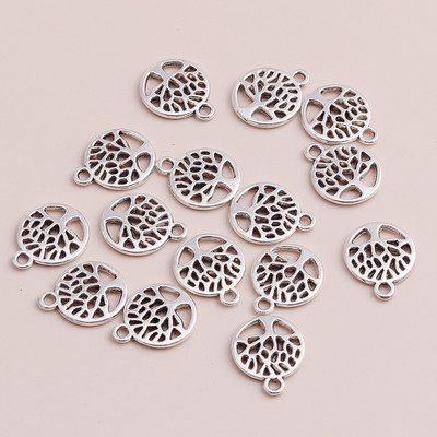 50 buc. Arboreț mic al vieții, bricolaj, pandantive, coliere, vintage, argint antic, copaci, farmece, bijuterii, accesorii 13x13mm