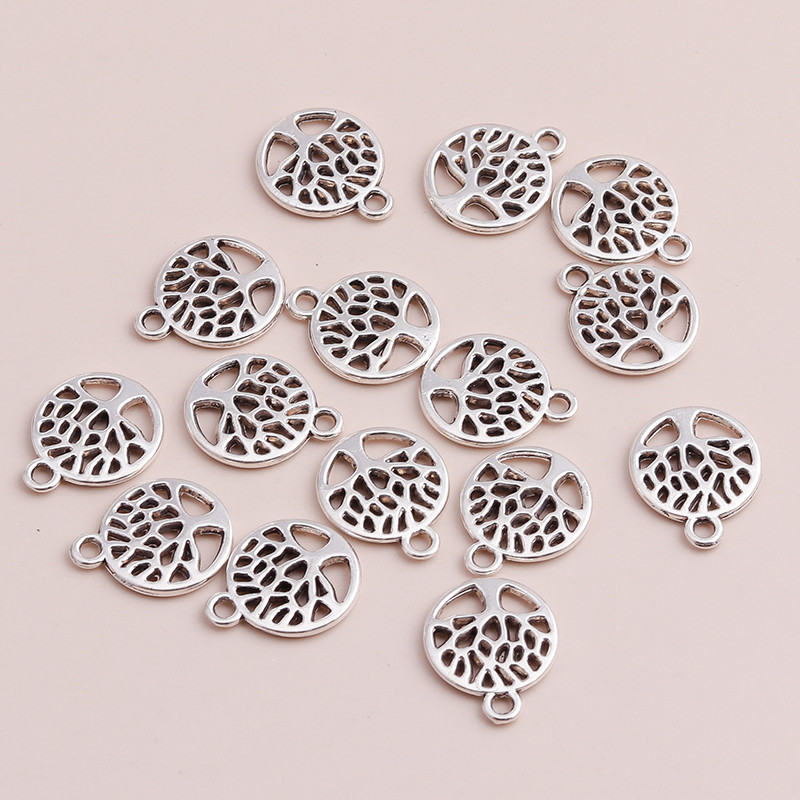 50 buc. Arboreț mic al vieții, bricolaj, pandantive, coliere, vintage, argint antic, copaci, farmece, bijuterii, accesorii 13x13mm