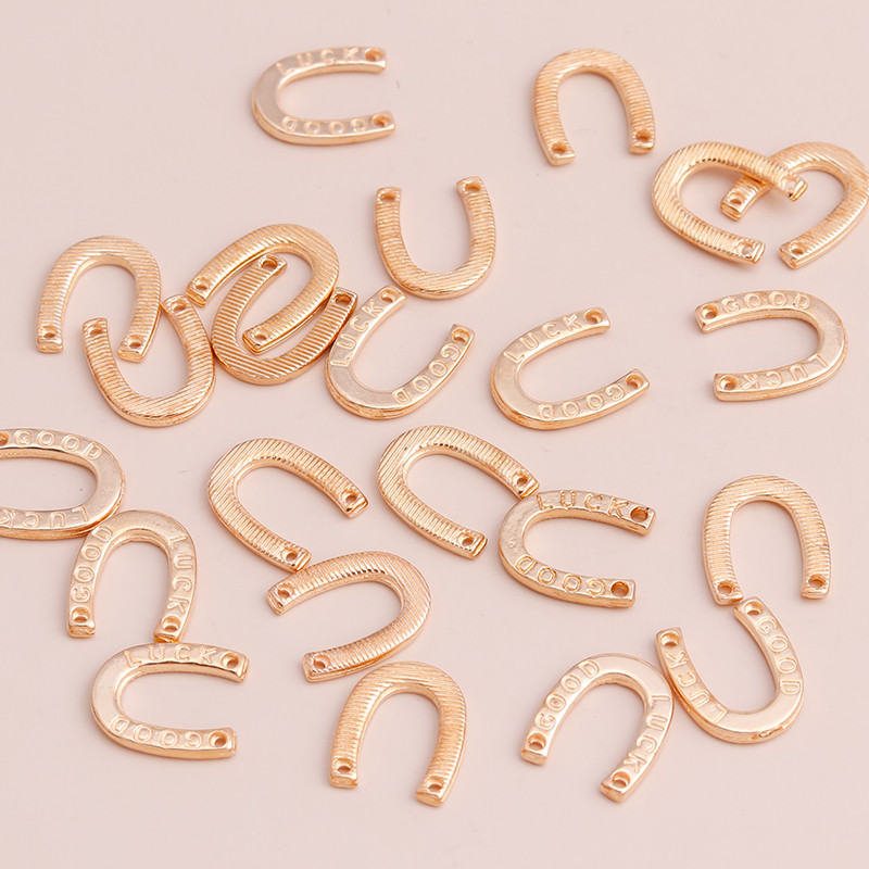 40 buc. 13*10 mm, culoare aurie, metal, animale, noroc, potcoavă, pantofi de cal, pandantiv pentru bijuterii, artizanat manual