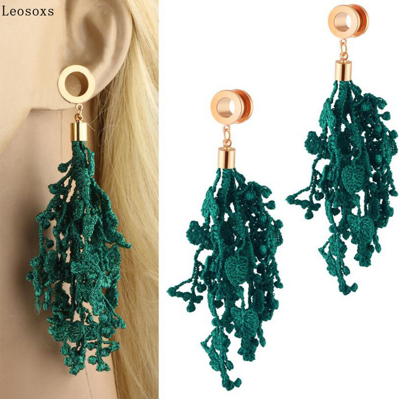 Leosoxs 2 buc. Vanzare fierbinte Scripete din oțel inoxidabil Expander pentru urechi cu ciucuri Piercing ureche simplu uman Piercing Bijuterii pentru ureche