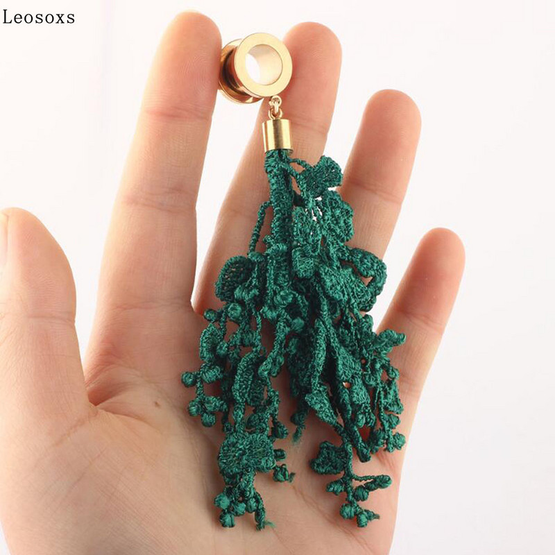 Leosoxs 2 buc. Vanzare fierbinte Scripete din oțel inoxidabil Expander pentru urechi cu ciucuri Piercing ureche simplu uman Piercing Bijuterii pentru ureche