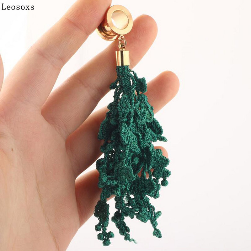 Leosoxs 2 buc. Vanzare fierbinte Scripete din oțel inoxidabil Expander pentru urechi cu ciucuri Piercing ureche simplu uman Piercing Bijuterii pentru ureche