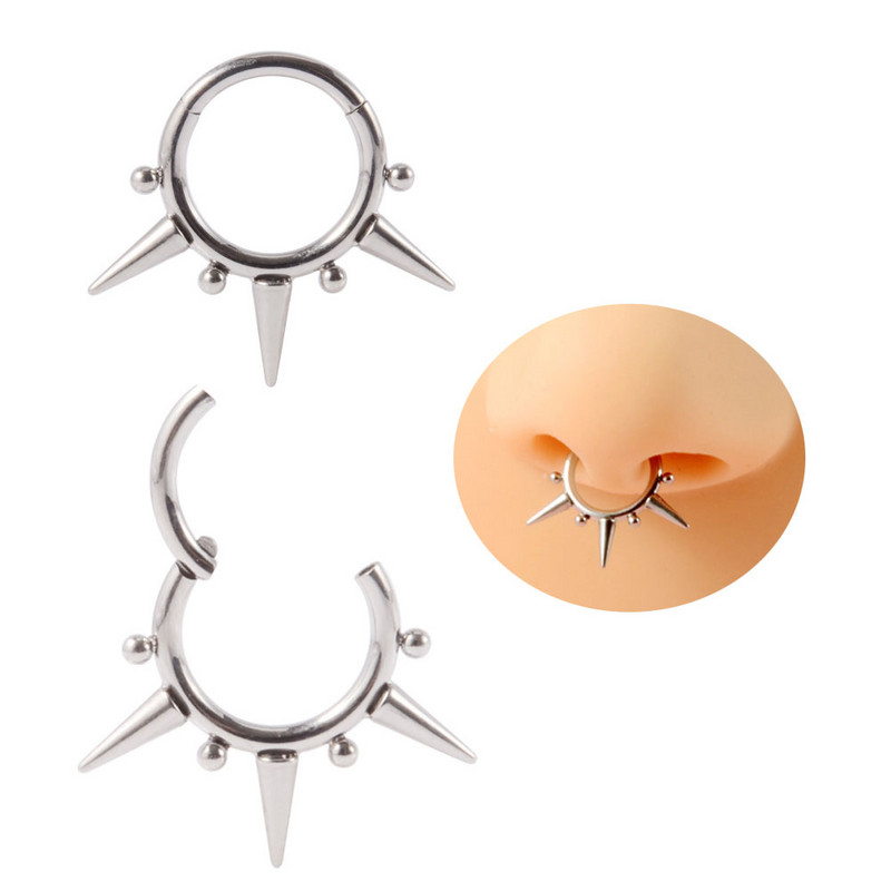 Leosoxs 1 buc G23 titan închis inel pentru nas sudare bilă vârf con nas septum nas mijloc inel în formă de piercing ureche inel os